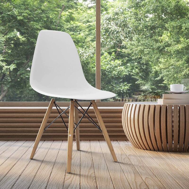 COSTWAY Set of 4 Mid Century Modern Style Dining Side Chair Wood Leg