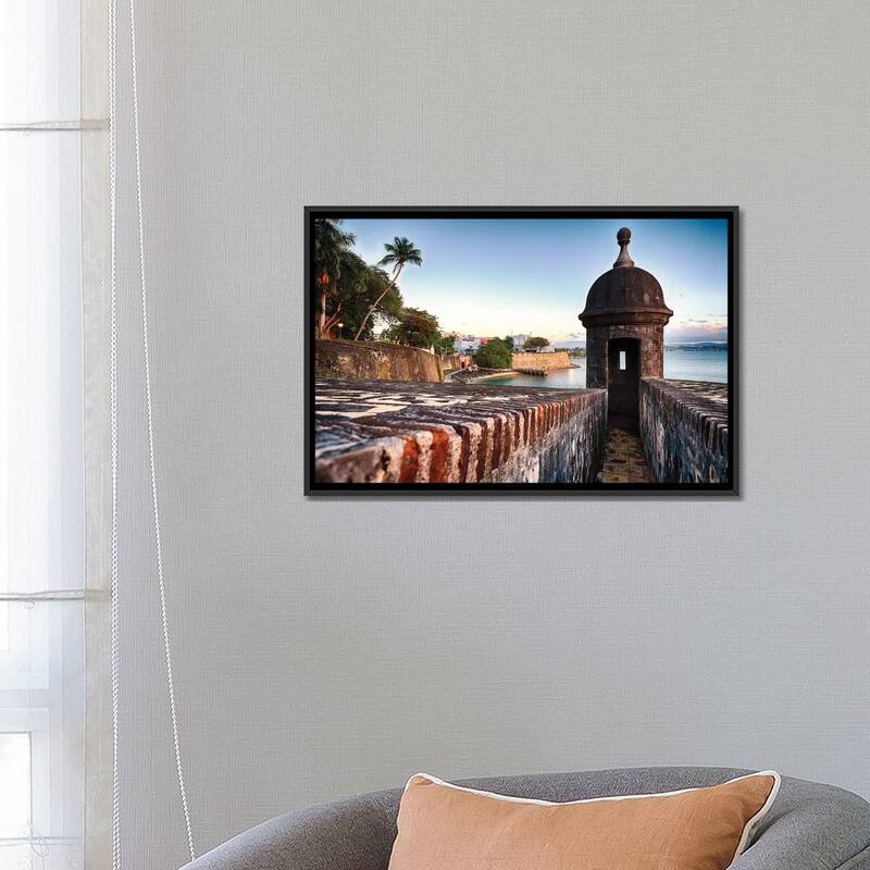 iCanvas "The City Walls And Gate Of Old San Juan With A Sentry Post, Puerto Rico" by George Oze Framed Canvas Print