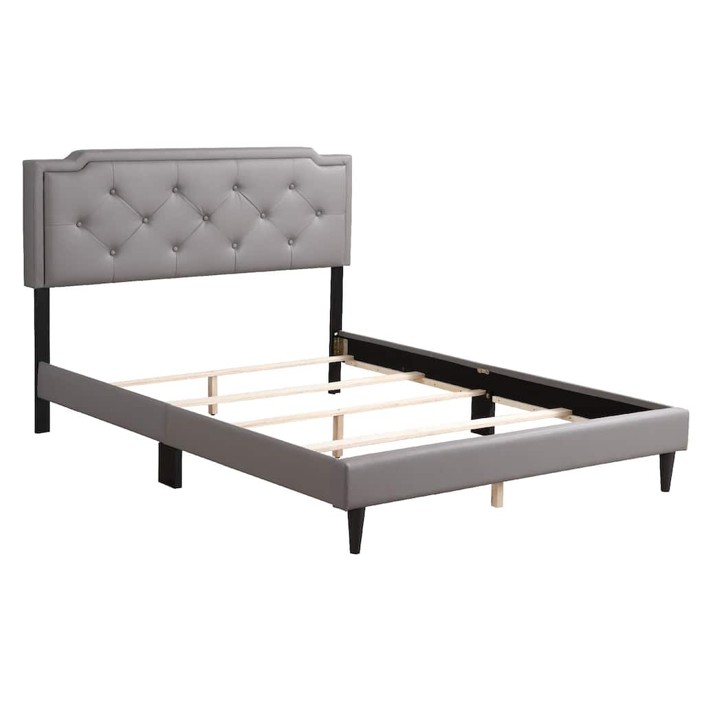 Solid Leather Adjustable Queen Panel Bed - 85" - Gray