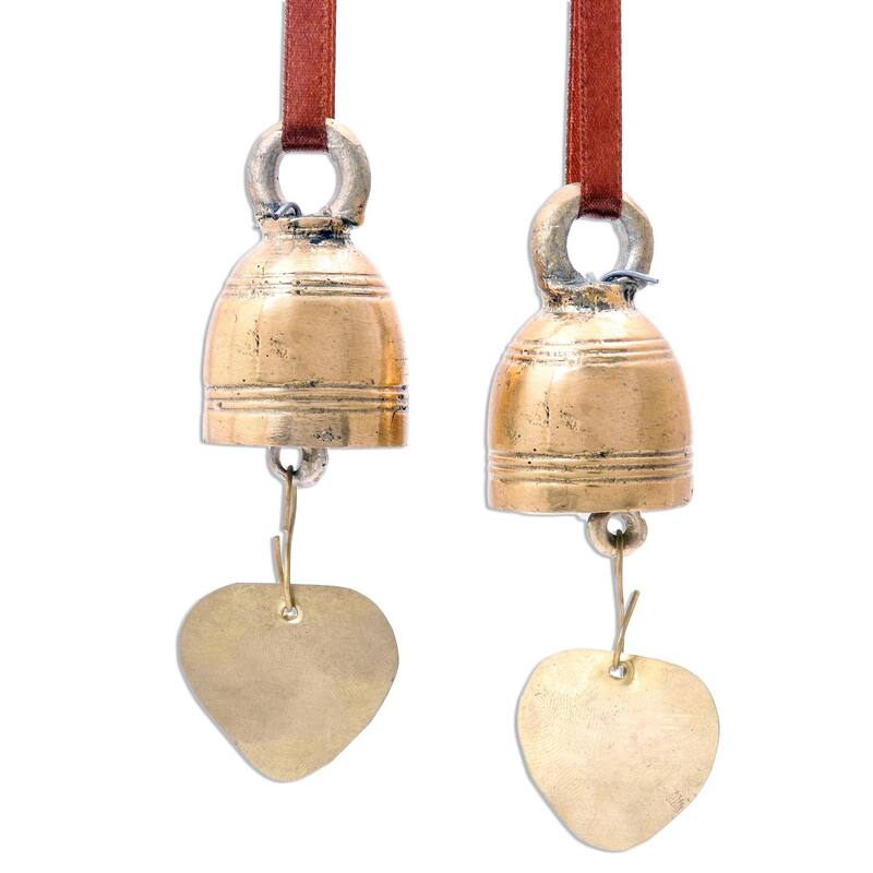 NOVICA Golden Voice, Brass ornaments (pair)