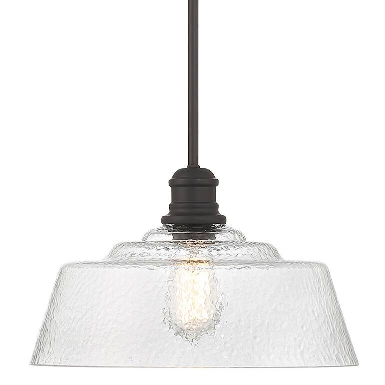 Bellevue SH7023 15" Wide Pendant with Hammered Glass Shade - Oil Rubbed Bronze