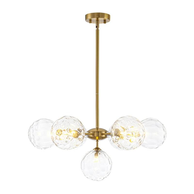 Contemporary 7-Light Clear Textured Glass Sputnik Chandelier - 25.2 in