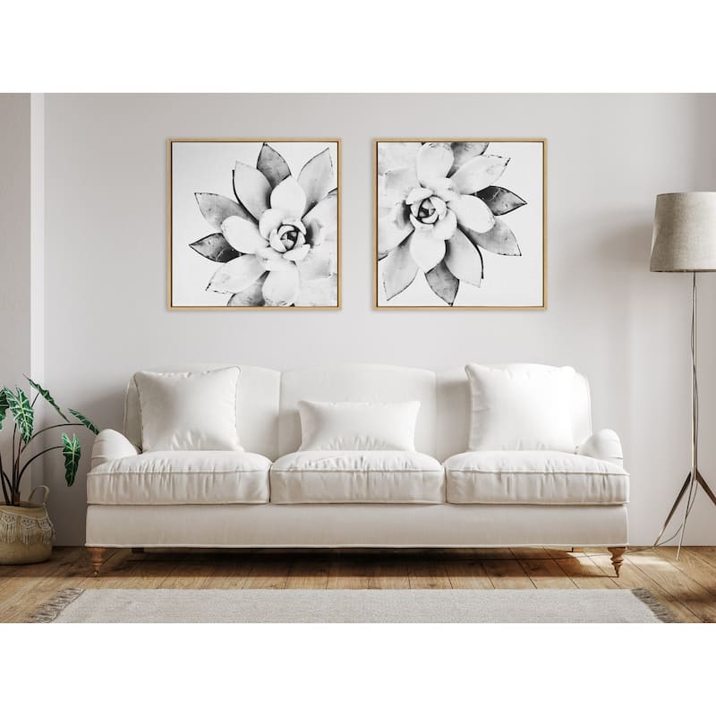 Kate and Laurel Sylvie Succulent Framed Canvas by Simon Te Tai