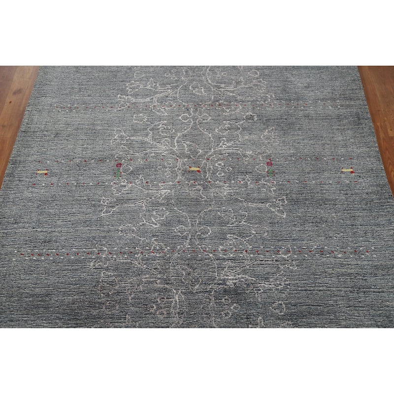 Tribal Gabbeh Indian Area Rug Handmade Grey Oriental Wool Carpet - 5'5" x 7'7"