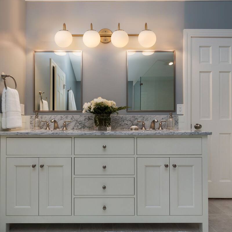 3/4-Light Dimmable Modern Bathroom Light Fixture with Frosted Glass