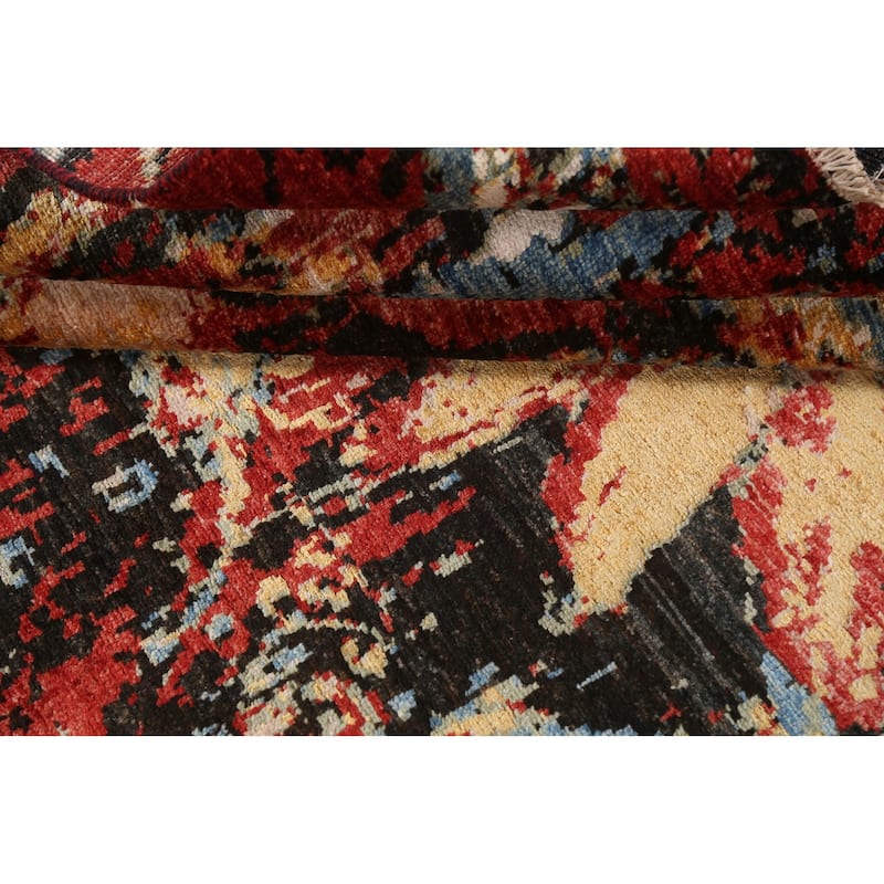 Wool/ Silk Vegetable Dye Abstract Modern Area Rug Hand-knotted Carpet - 6'7" x 9'8"