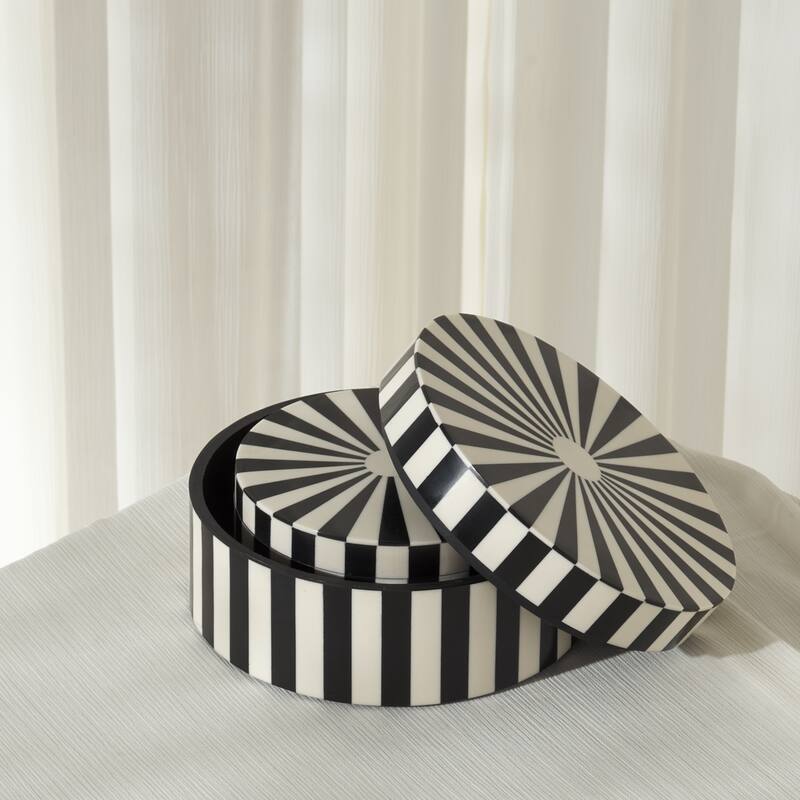 SAFAVIEH Home Charli Black/Ivory Resin Decorative Box Set of 2