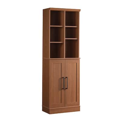 Brown Adjustable Shelf Storage Cabinet Bookcase with Doors for Bathroom Kitchen Laundry Room