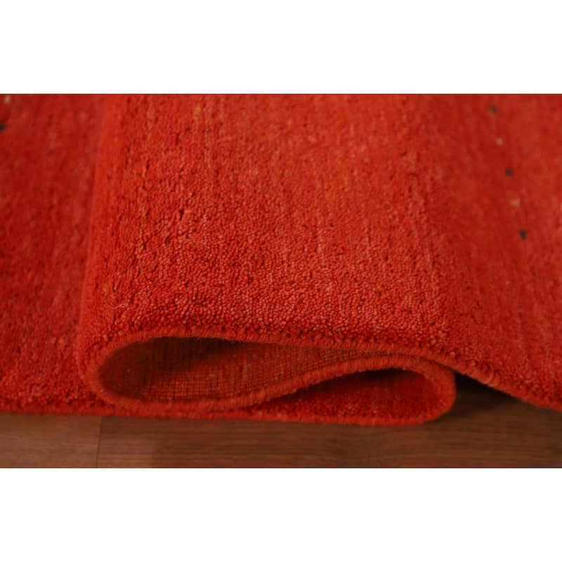 Hand Knotted Oriental 100% Wool Carpet Tribal Tribal Oranges & Rust Gabbeh Area Rug - 9' 9'' X 6' 10''