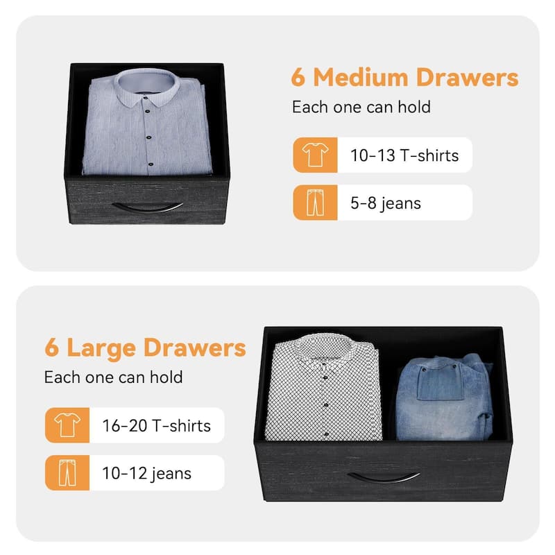 5 Drawer Fabric Dresser with Wooden Top,Large Storage Space