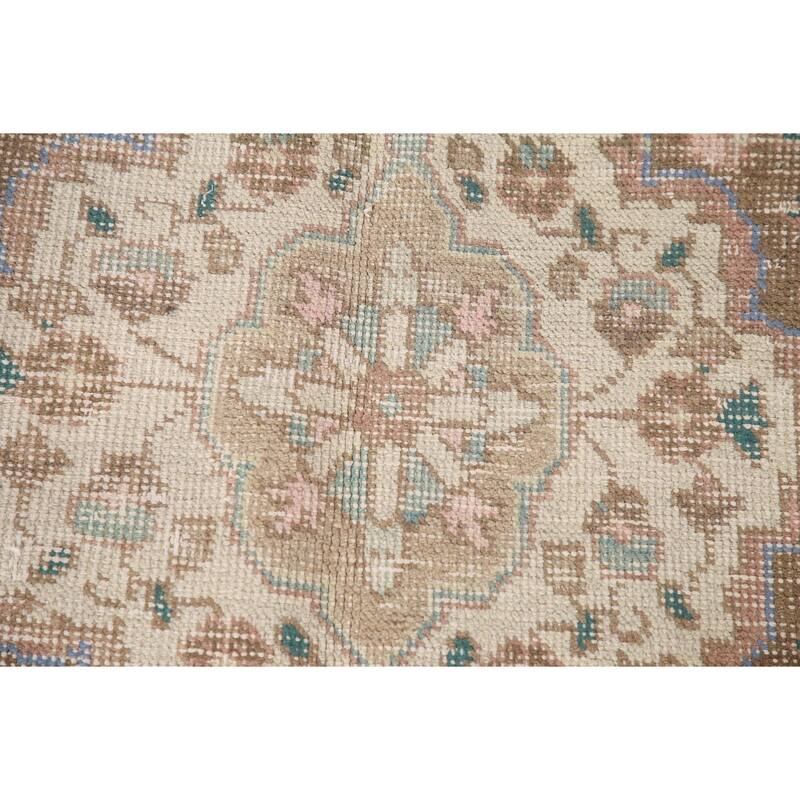 Hand Knotted Oriental 100% Wool Carpet Traditional Medallion Pink Tabriz Area Rug - 9' 8'' X 6' 8''