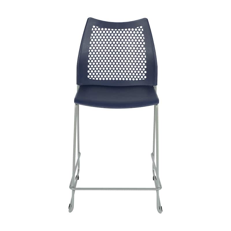 Stackable Sled Base Counterstool with Vented Back and Integrated Footrest - 19.75"W x 22"D x 37.5"H