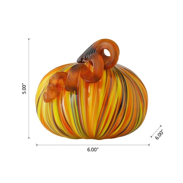 dimension image slide 1 of 4, Glitzhome Fall Thanksgiving Multi Striped Glass Pumpkins Table Accent Ornaments