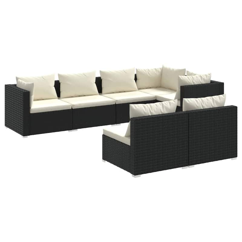 vidaXL Patio Lounge Set Outdoor Sectional Sofa Set Table Garden Poly Rattan - 27.6" x 27.6" x 23.8"