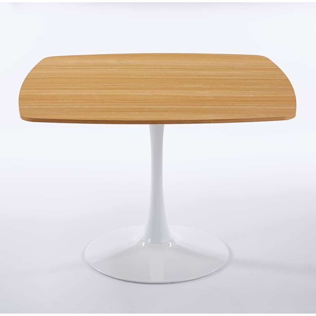 Small Square Dining Table, Mid Century Modern Kitchen Dining Table, Bistro Table with MDF Tabletop & Metal Pedestal