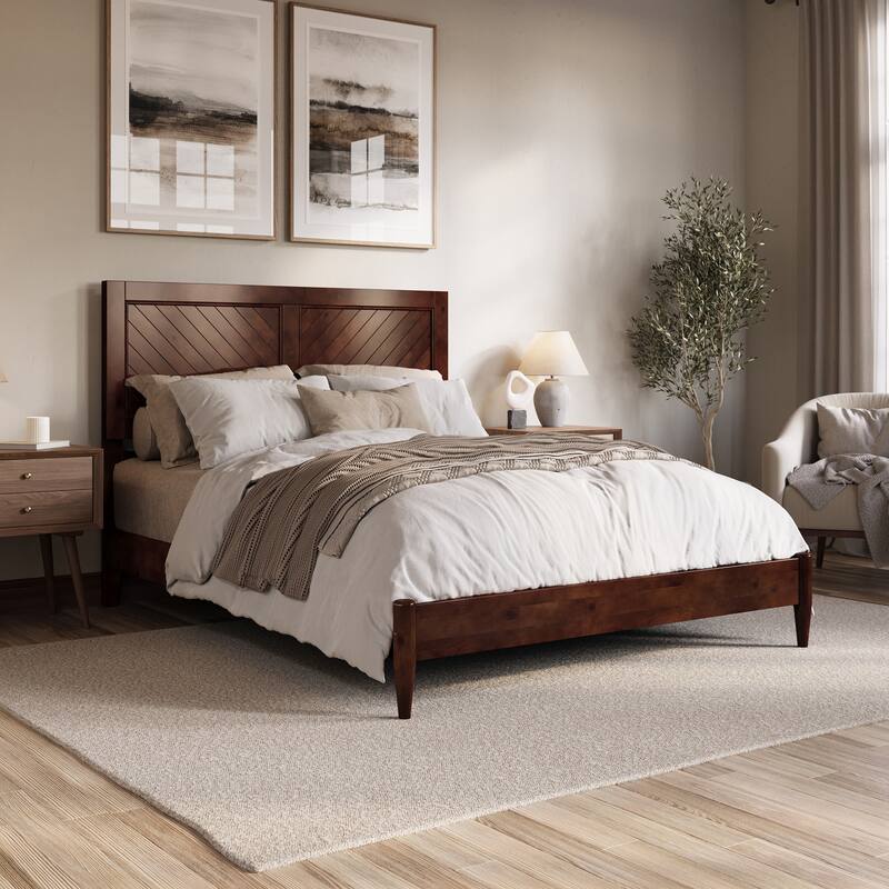 Berkshire Solid Wood Low Profile Platform Bed - Walnut - Queen