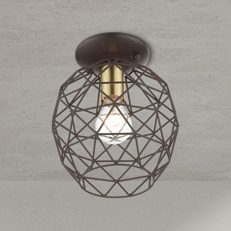 Livex Lighting 1 Light Bronze Flush Mount, 46598-07 - 8" Dia x 9.25" H