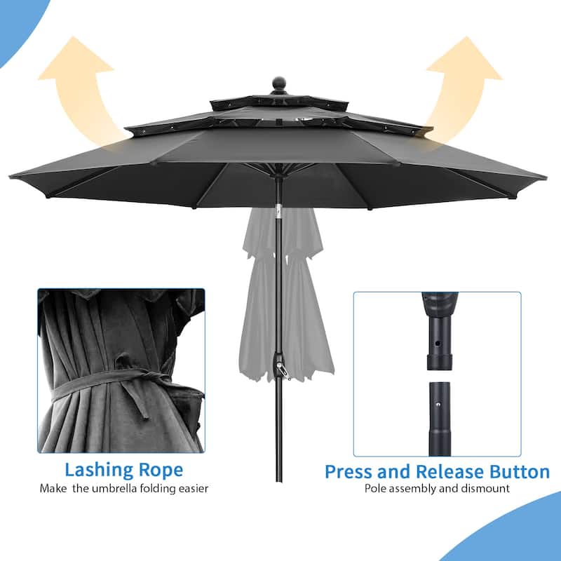 Ainfox 10ft Patio Umbrella 3-tier Outdoor Umbrella Without Base