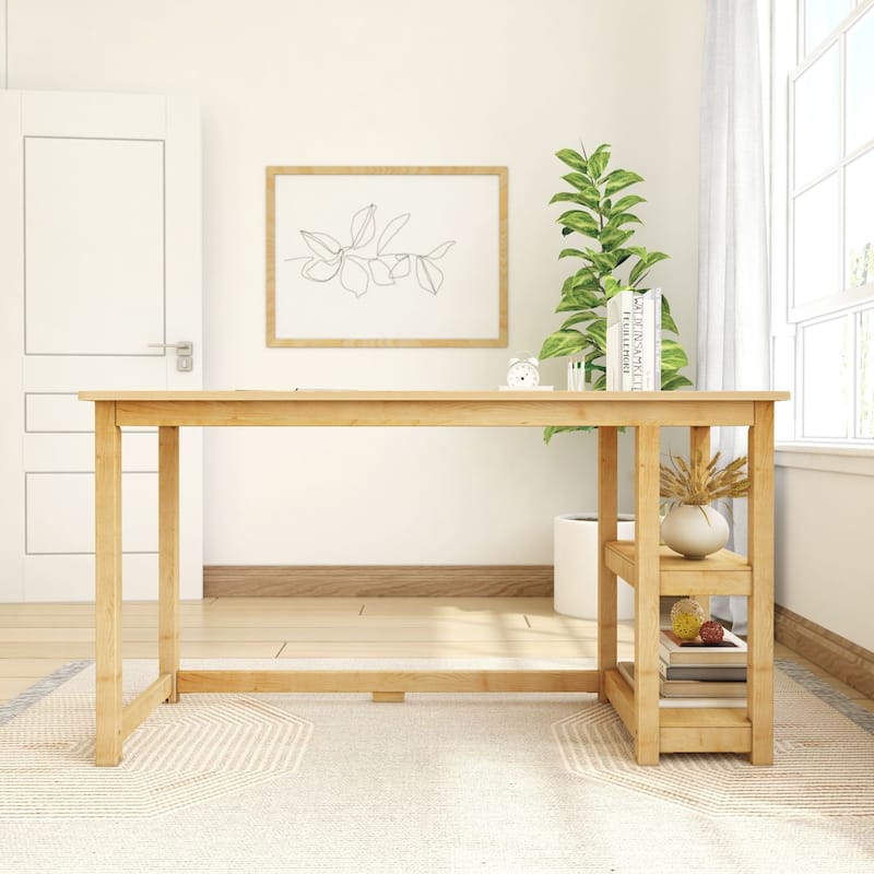 Plank and Beam Desk with Bookshelves