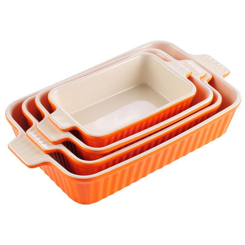 MALACASA Series Bake.Bake, Rectangle Porcelain Bakeware Set