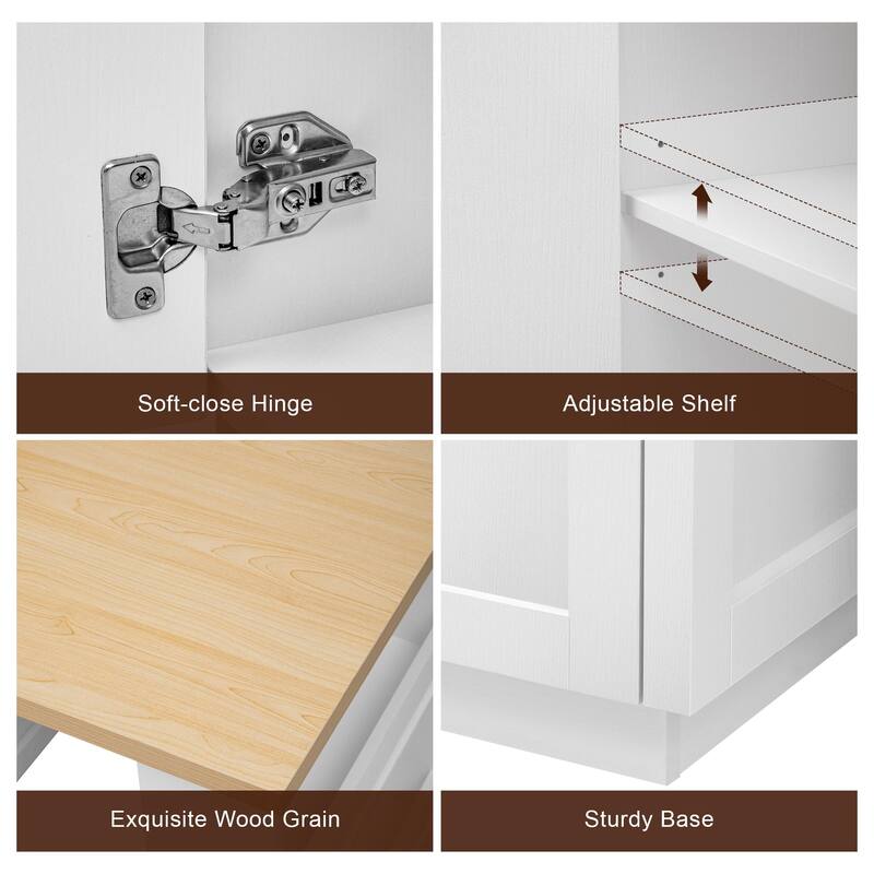 Extendable Kitchen Island with Dining Table for 4-6, Built-in Power Outlet, Storage Shelves & Drawers