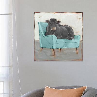 iCanvas "Moo-ving In IV - Black" by Ethan Harper Canvas Print