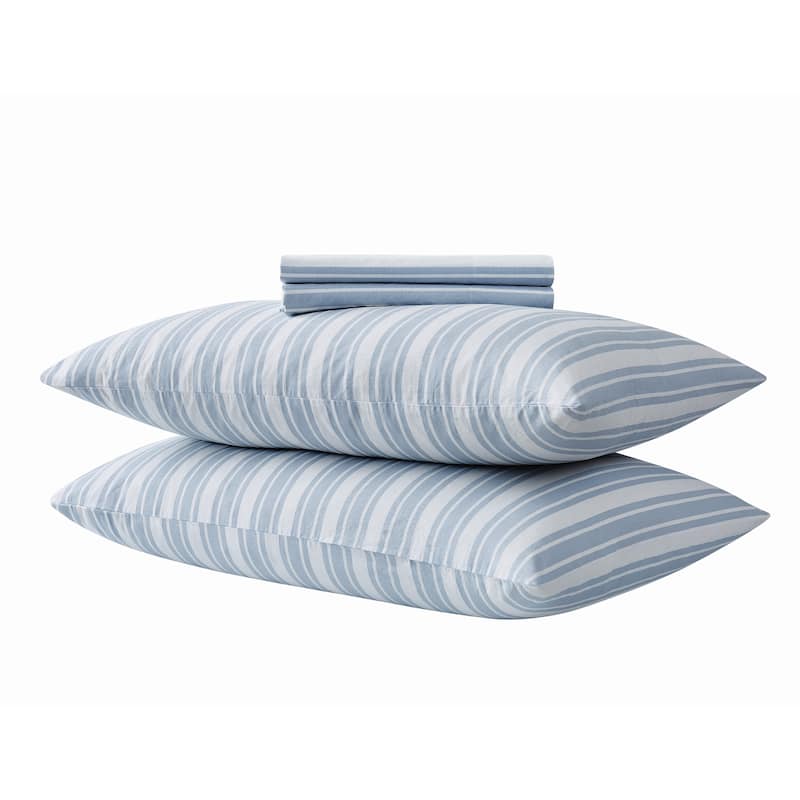 The Farmhouse by Rachel Ashwell Wide Ticking Stripe 4 Piece Sheet Set - Twin - White/Blue