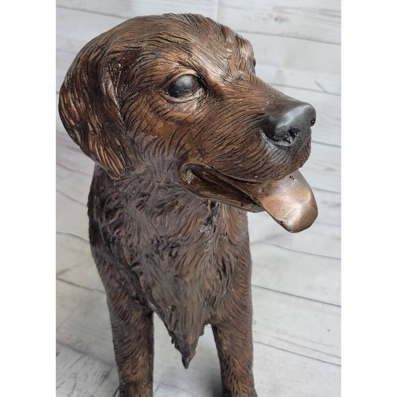 Golden Retriever Puppy Dog Bronze Metal Life Size Statue Sculpture 26 Inches X 17 Inches