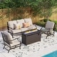 preview thumbnail 23 of 119, MAISON ARTS Outdoor Sofa Set 4/6-Piece Patio Conversation Set with 45'' Gas Fire Pit Table Set 3 - Beige