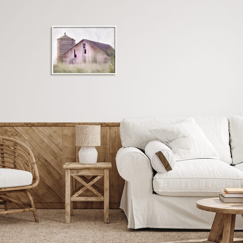 Stupell Tranquil Rural Farmhouse Countryside Grassland Framed Wall Art - Pink