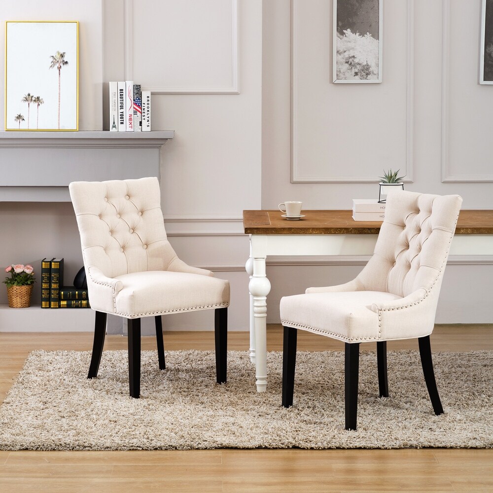 Beige wingback clearance dining chair