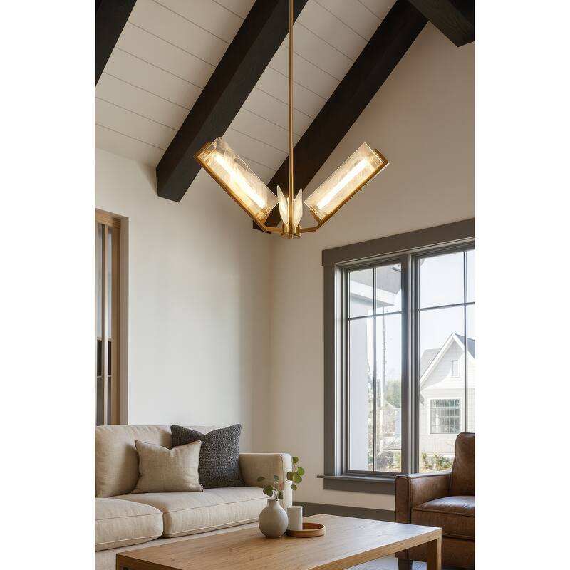 Varaluz Mingle 3-Light Chandelier - Satin Brass