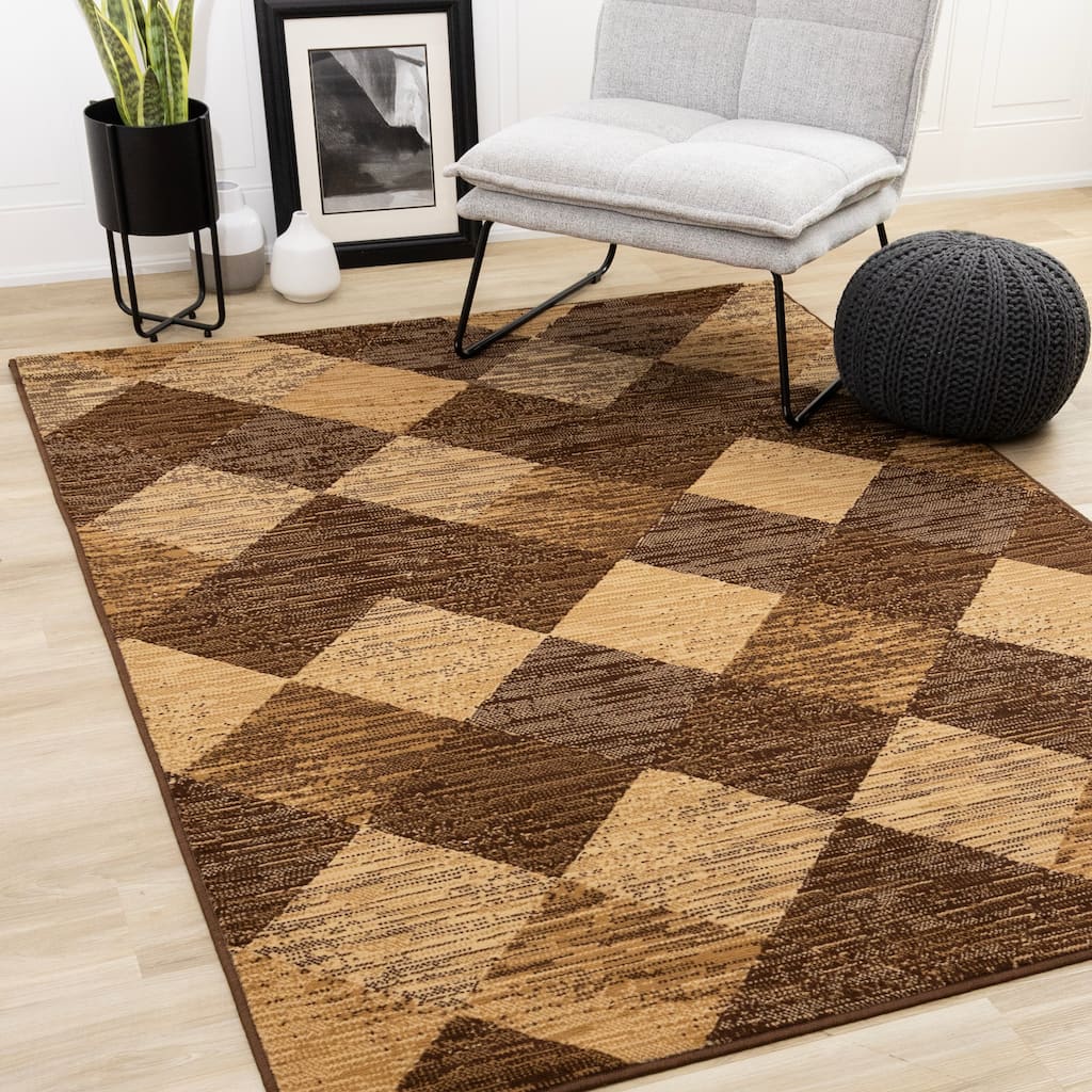 Florence Collection - Brown Beige Shaded Diamonds Indoor Area Rug