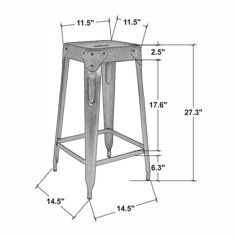 Bristol Leather Counter Stool by East at Main, Set of 2 - 14x14x27