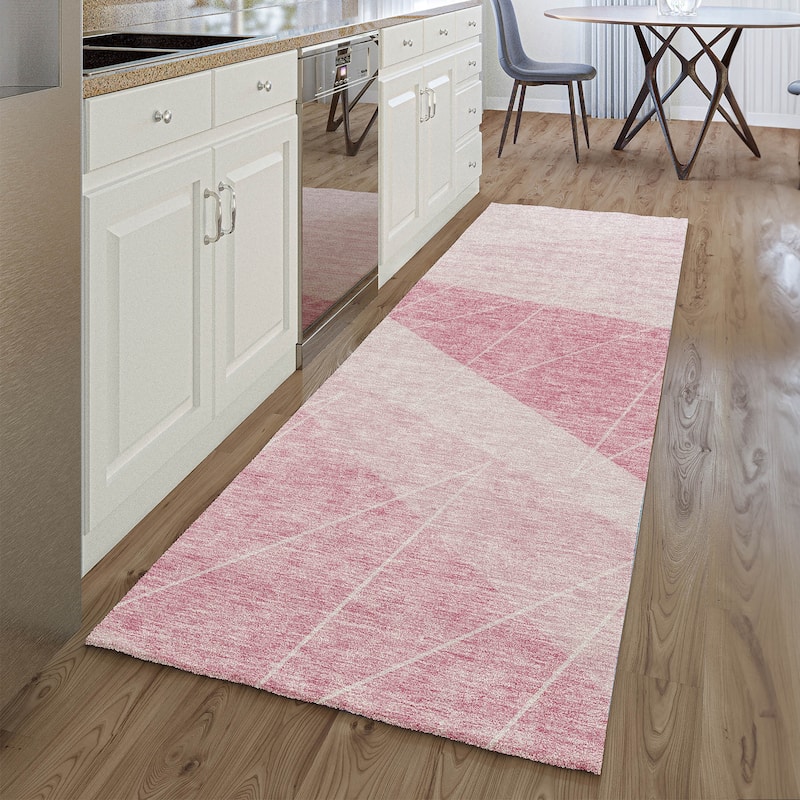 Premium Washable Super Soft Geo Abstract Mayfield Rug - Pink - 2' 3" x 7' 6" - Runner
