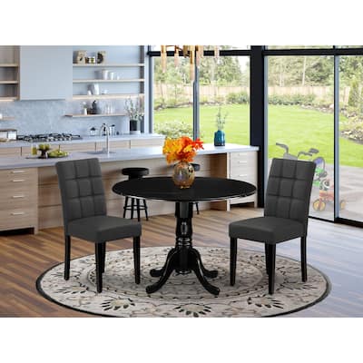 East West Furniture Dining Table Set Consists of a Round Dining Table and Chairs, Black (Pieces Options)