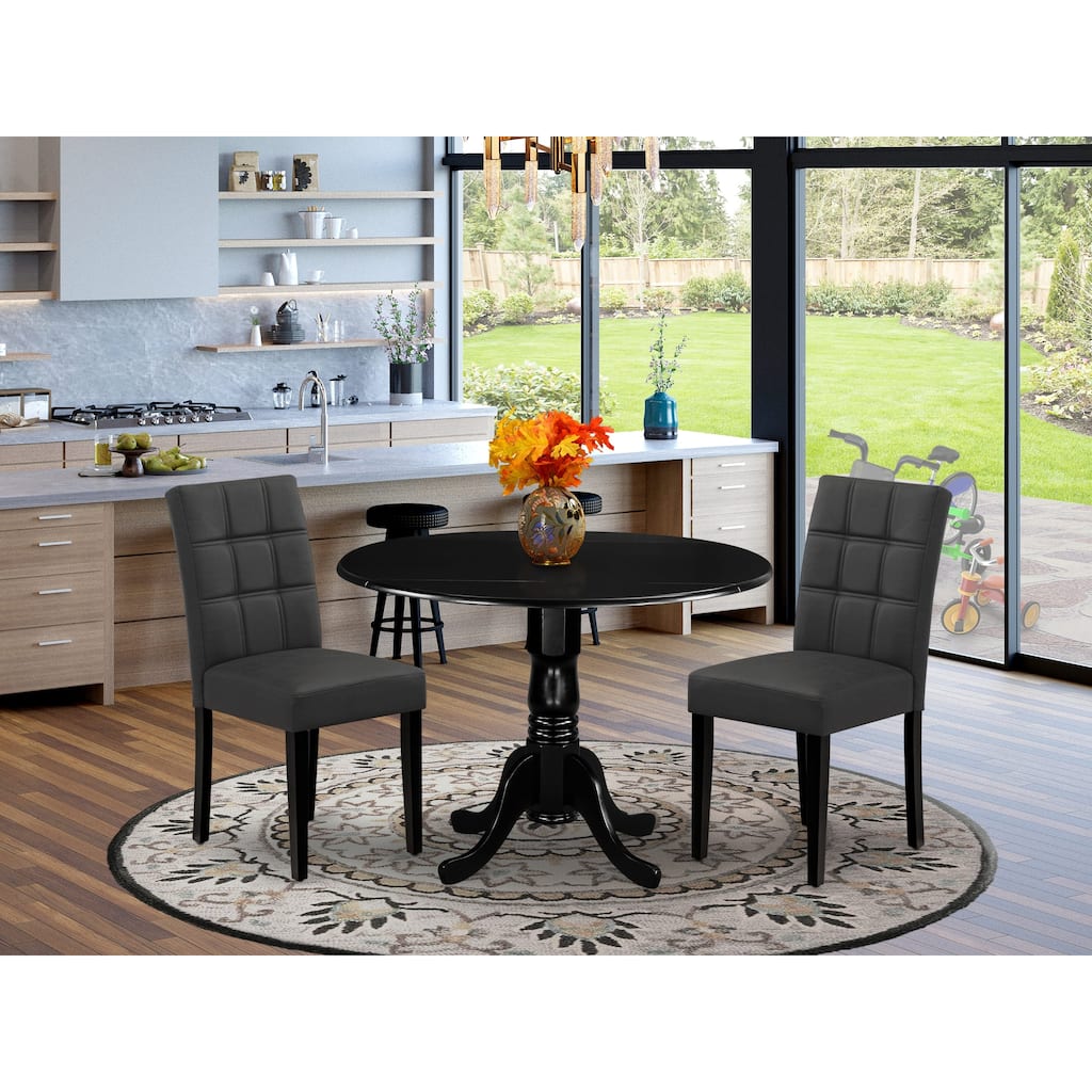 East West Furniture Dining Table Set Consists of a Round Dining Table and Chairs, Black (Pieces Options)