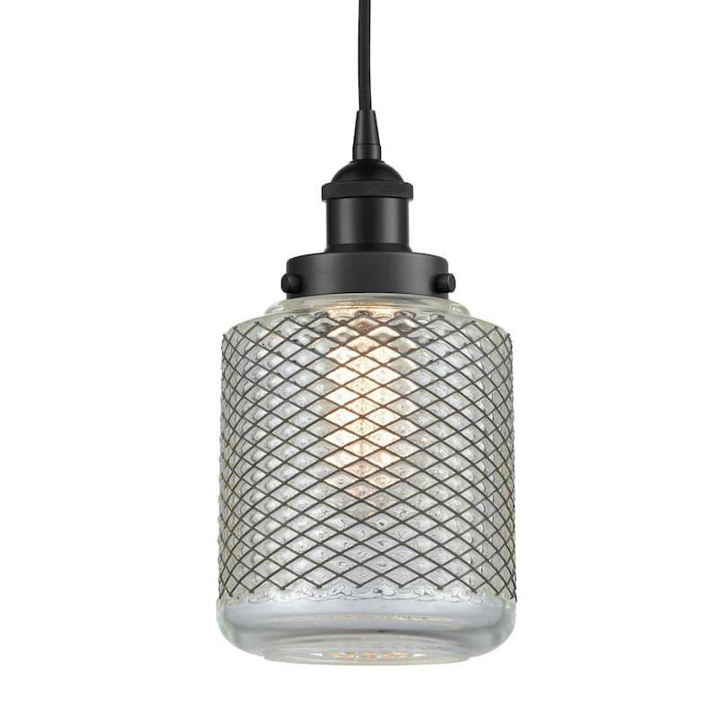 Innovations Lighting 616-1PH-12-6 Stanton Pendant Stanton 6" Wide Mini - Matte Black / Clear Wire Mesh