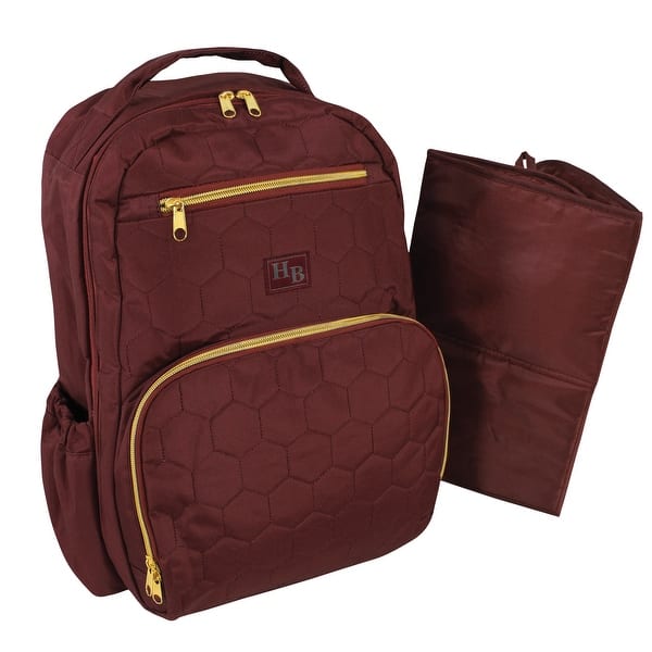 slide 1 of 1, Hudson Baby Premium Diaper Bag Backpack and Changing Pad, Burgundy, One Size - Burgundy - One Size One Size - Burgundy