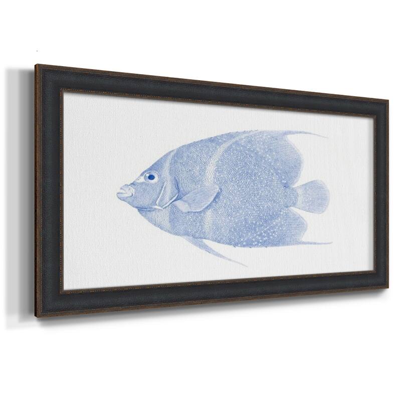 Blue & White Tropical Fish V Premium Framed Canvas- Ready to Hang