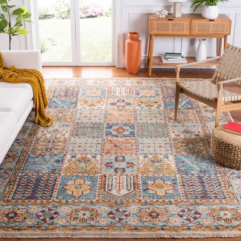 SAFAVIEH Hand-Knotted Samarkand Chiem Traditional Wool Rug - 6' x 9' - Blue/Rust