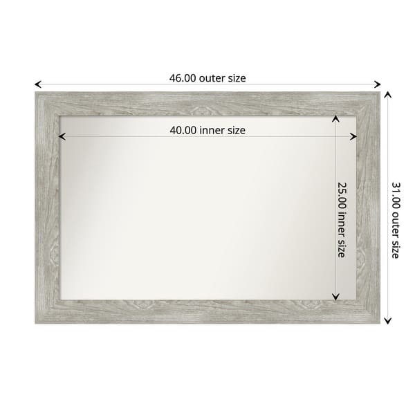 dimension image slide 34 of 113, Dove Greywash Framed Non-Beveled Custom Wall Mirror, Bathroom Vanity Mirror