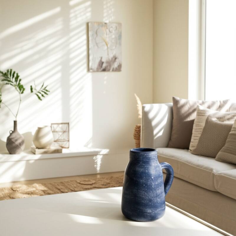 Terracotta Pottery Vase with Handles Rustic Artisan Decorative Accent