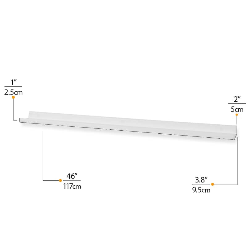 Wallniture Boston 46 Inch Floating Shelves, White Picture Ledge (Set of 2)