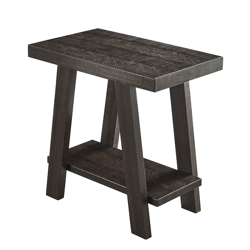 Contemporary Wood Shelf Side Table in Black Finish for Bedroom or Living Room