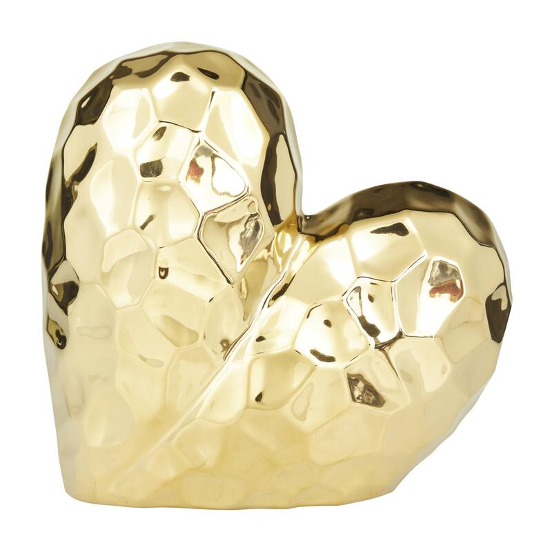 Gold, Black, Silver or White Porcelain Ceramic Dimensional Angled Origami Inspired Heart Decorative Sculpture