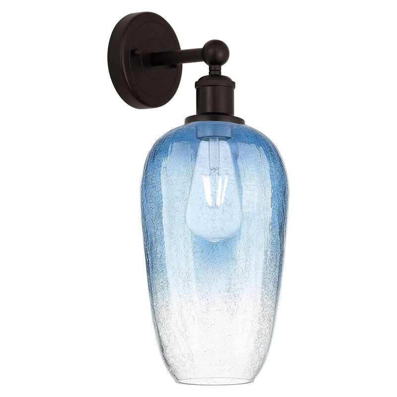 Innovations Lighting 616-1W-18-7 Brookhaven Flute Sconce Brookhaven - Oil Rubbed Bronze / Sapphire Blue
