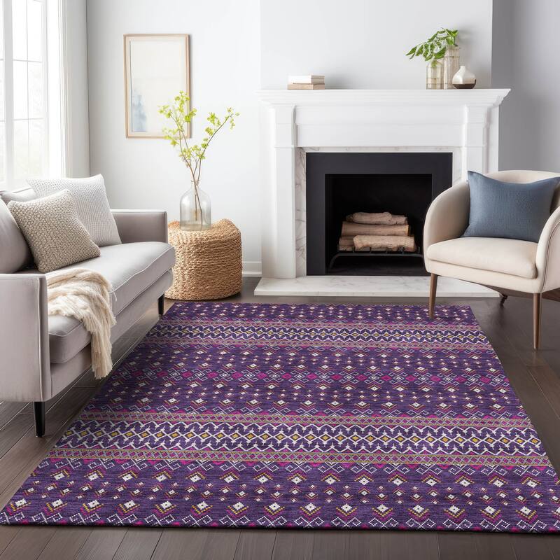Premium Washable Super Soft Boho Moroccan Mayfield Rug - Purple - 8' x 10' - Rectangle