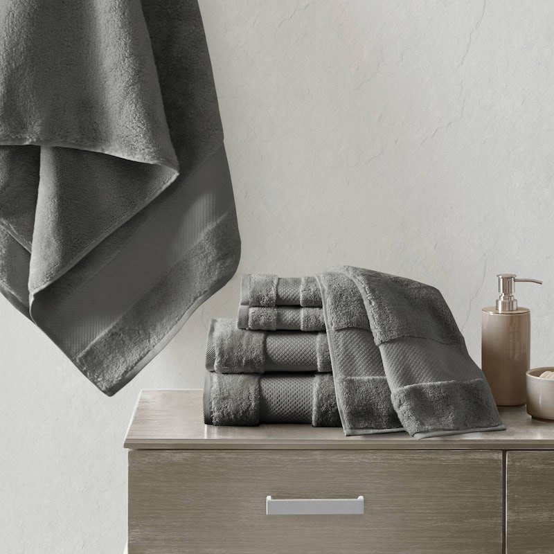 Madison Park Signature Turkish Cotton 6-piece Bath Towel Set - Charcoal