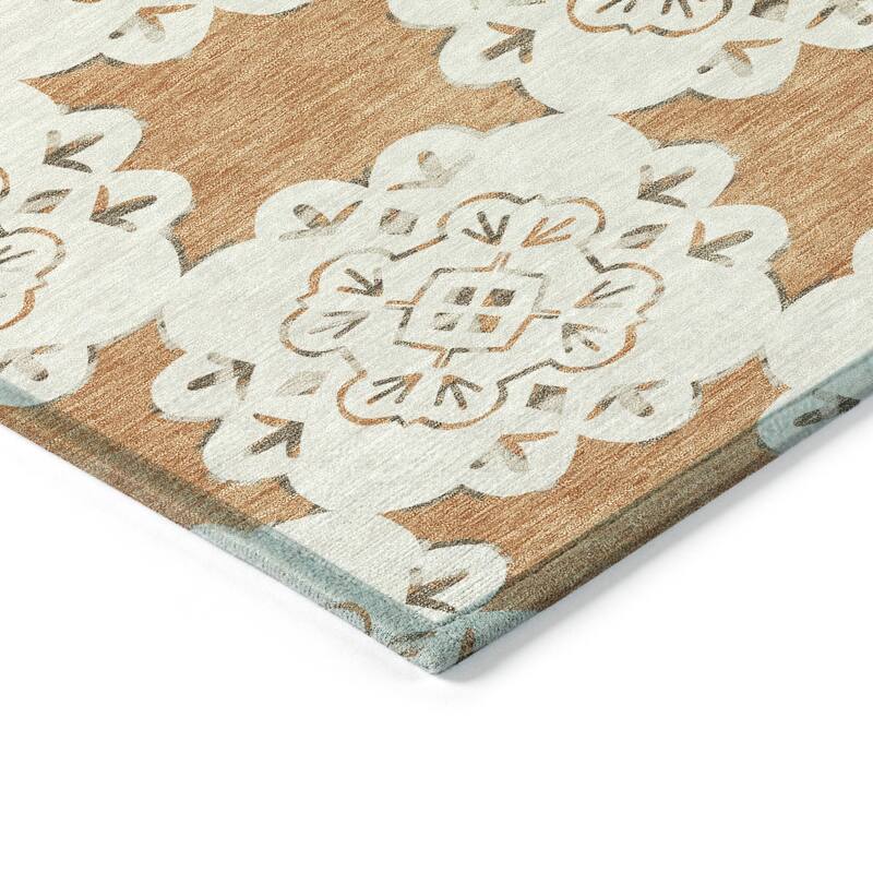 Machine Washable Indoor/ Outdoor Global Motif Chantille Rug